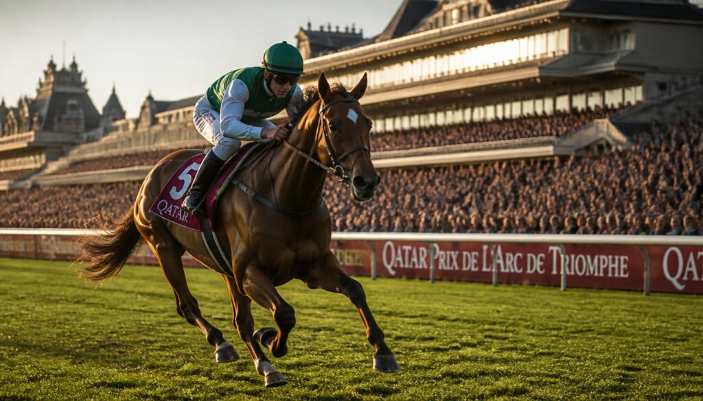 Cheval pur-sang au galop sur hippodrome français - PMU Best Pronostics Quinte+
